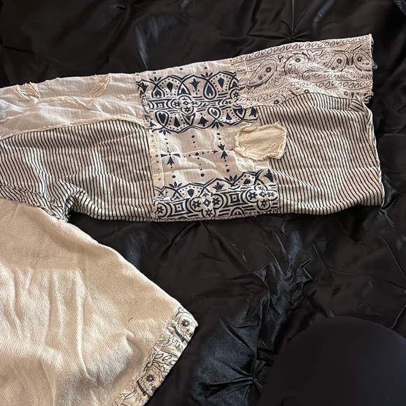 Bohemian Beige and Blue Women's Top - Picture 8 of 10